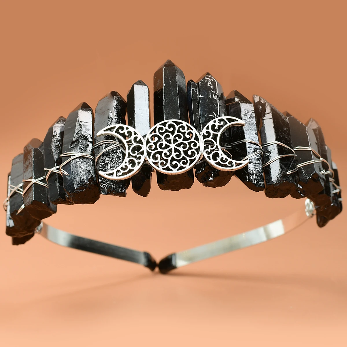 

Raw Crystal Triple Moon Hair Jewelry Quartz Tiara Headband Hoop Mermaid Headdress Crown Wedding Headwear Bridal Hair Accessories