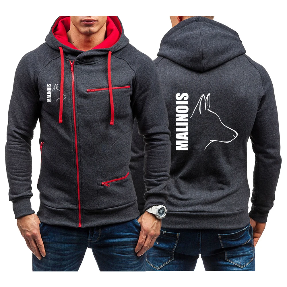

Silly Dog Belgian Malinois 2022 Men’s New Print Hoodies Fashion Diagonal Zipper Sweatshirts Solid Tracksuit Casual Tops Clothing