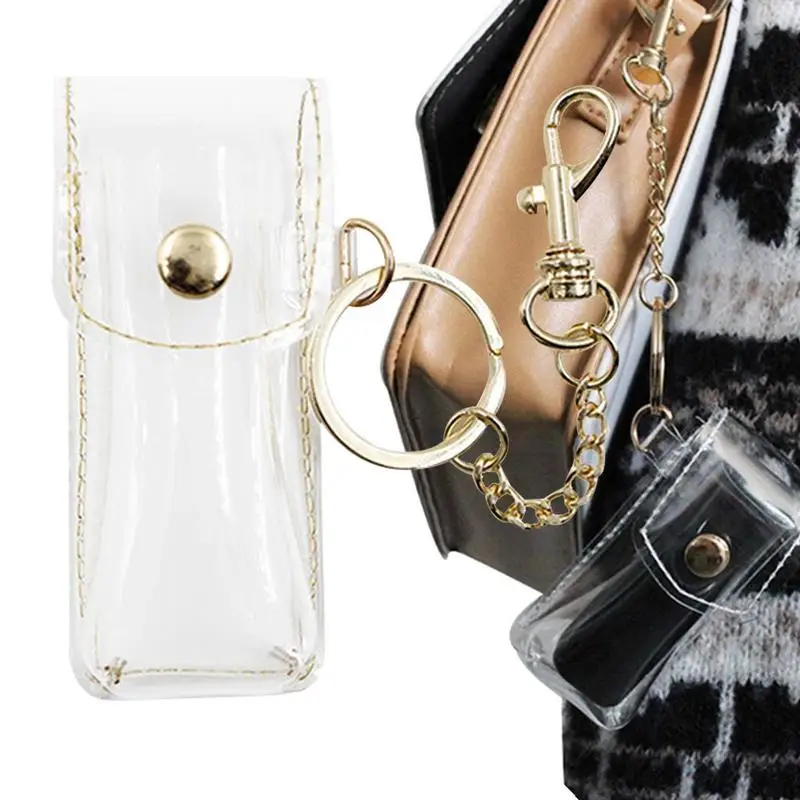 

Anti-Lost Portable Clear Lipstick Sleeve Chapstick Pouch Keychain Pvc Fashion Keychain Lipstick Holder Lipstick Sleeve Keychain