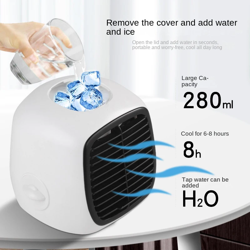 

Mini Portable Air Conditioner Fan Potable Mobile Air Cooler 5 Gear Speed Air Cooling Fans Humidifier for Home Office Pet USB Fan