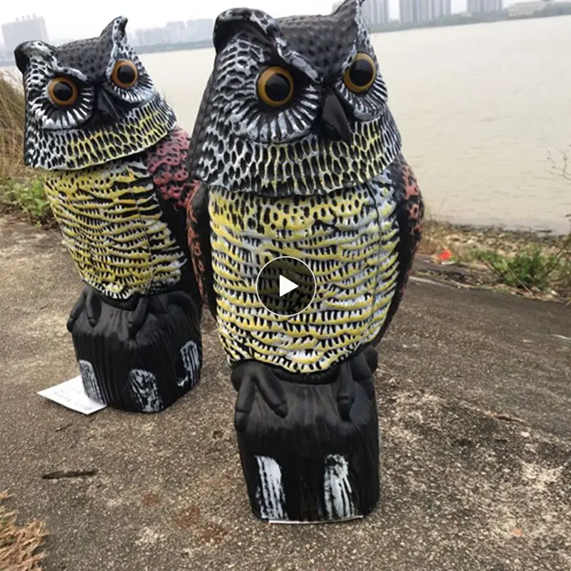 

Realistic Bird Scarer Rotating Head Sound Owl Prowler Decoy Protection Repellent Pest Control Scarecrow Garden Yard Move