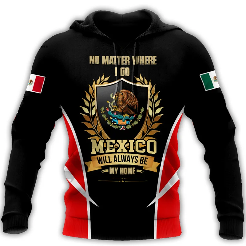 

Mexican Men's Hoodie Large Size Clothing Mexico National Emblem Printed Street Fashion Sweatshirt Oversized Men's Tops Camisa