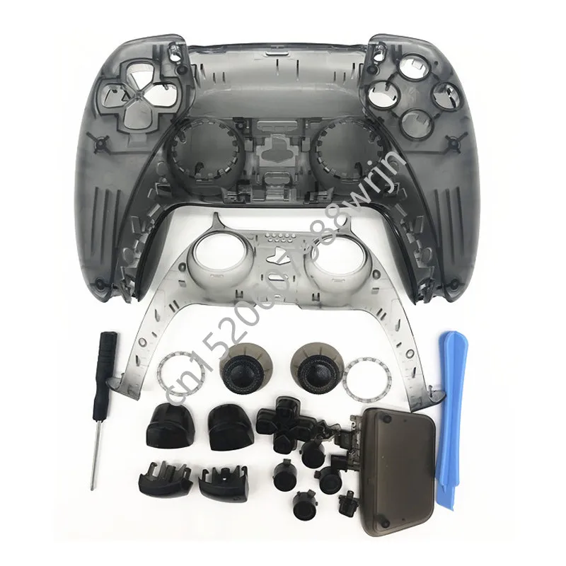 

Clear Gray Controller Full Housing Shell Case Cover Mod Kit buttons Replacement For Playstation 5 PS5 Gamepad Transparent Skins