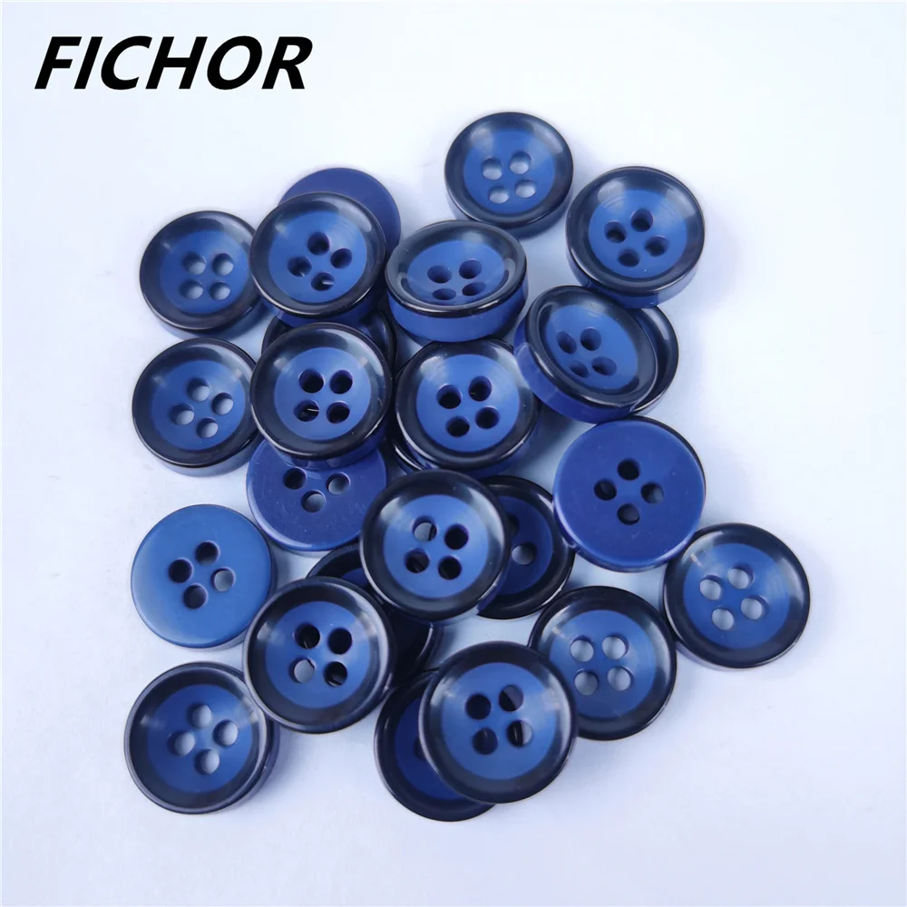 

30/50pcs 11.5mm 4 Holes Dark Blue Round Resin Buttons Flatback DIY Crafts Children's Apparel Clothing Sewing Accessories