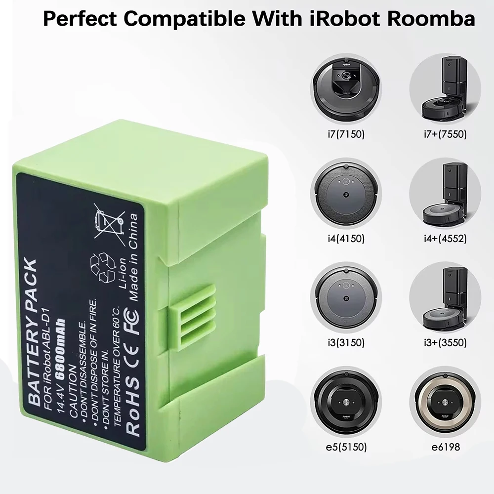 Сменный аккумулятор 14 4 В 6800 мАч i7 для iRobot Roomba e и i Series + e5 7150 7550 i3 3150 i4 4150
