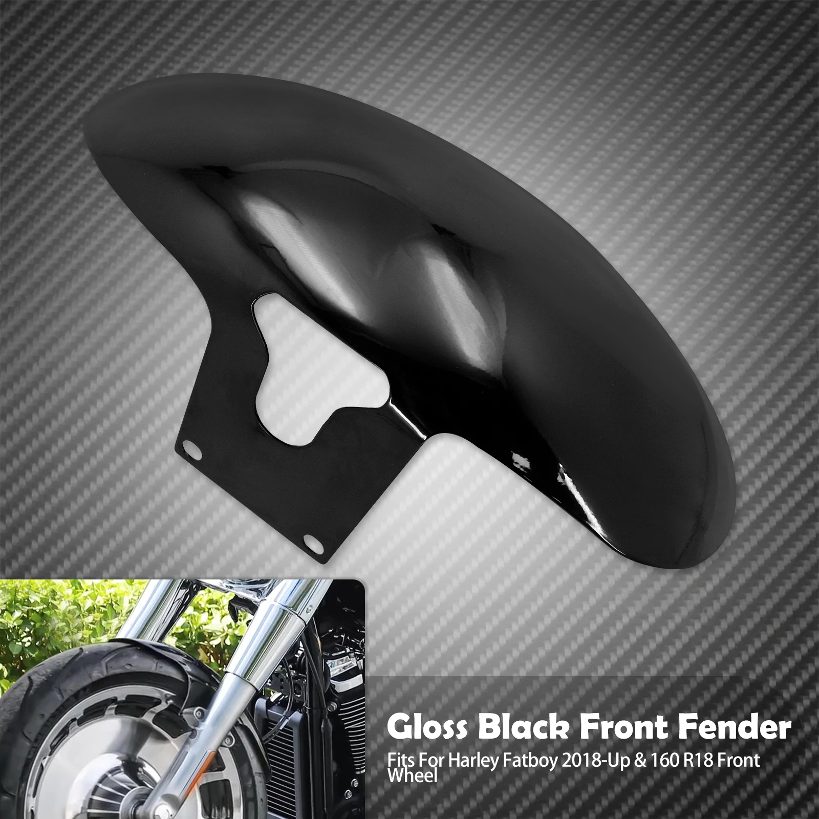 

Железный брызговик на переднее крыло мотоцикла, глянцевый черный для Harley Softail M8 Fatboy FLFBS FLFB 2018-23 для переднего колеса 160 R18