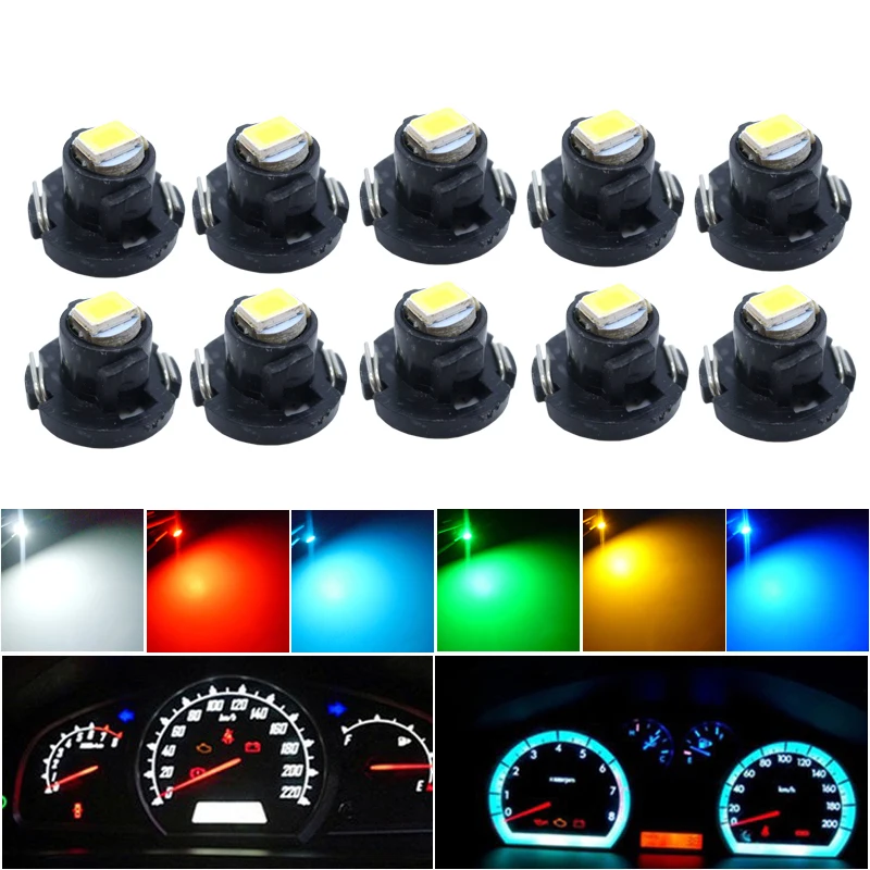 

10 Pcs Bright T4.2 T3 T4.7 1 Smd 12v Car Led Dashboard Winding Bulbs Instruments Panel Neo Wedge Light Warning Indicator
