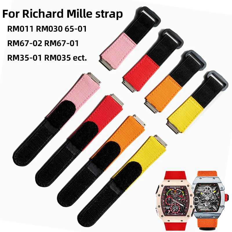 Фото Ремешок для часов RM67 из каучука FKM, изготовленный на заказ, для часов Richard Mille, эластичный нейлоновый ремешок для моделей RM011, RM030, RM005, RM035/055, RM67-02. №1