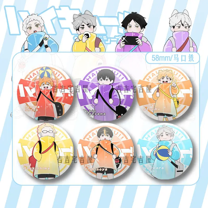 

Haikyuu Peripheral Anime Badge Oikawa Tooru Tobio Kageyama Q Version Round Brooch Collection Cartoon Bag Pendent Decor Display