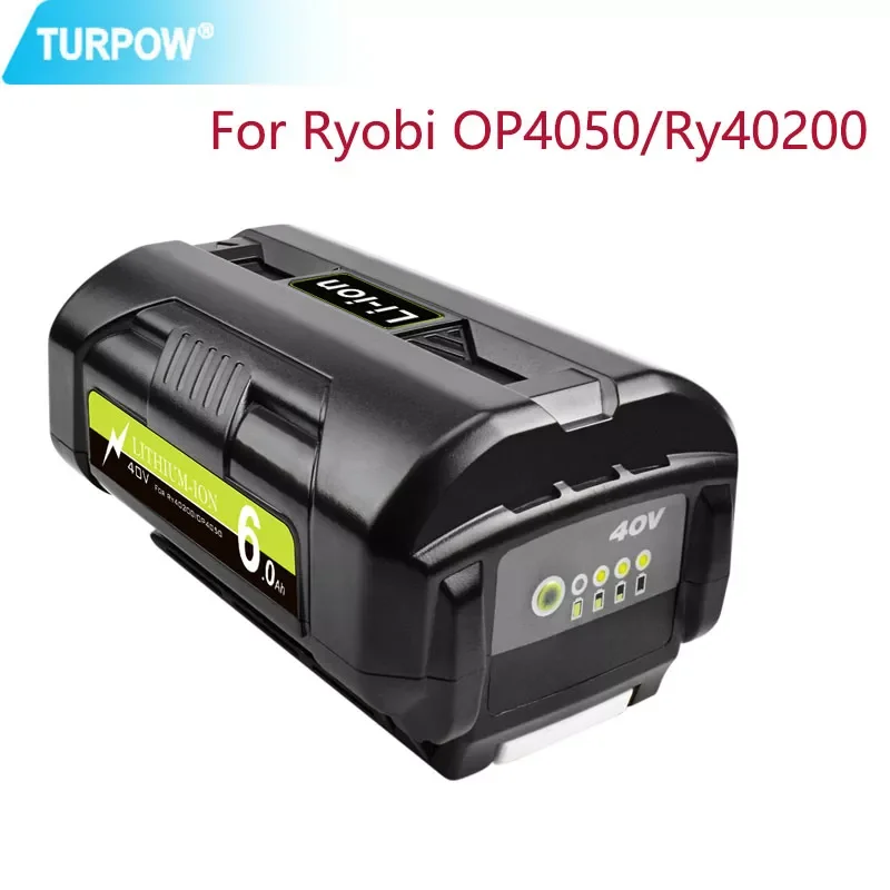 

Литий-ионный аккумулятор Turpow 6000 мАч 40 в OP40401 OP4050A для Ryobi OP4050 RY40502 RY40200 RY40400, Сменный аккумулятор для электроинструментов