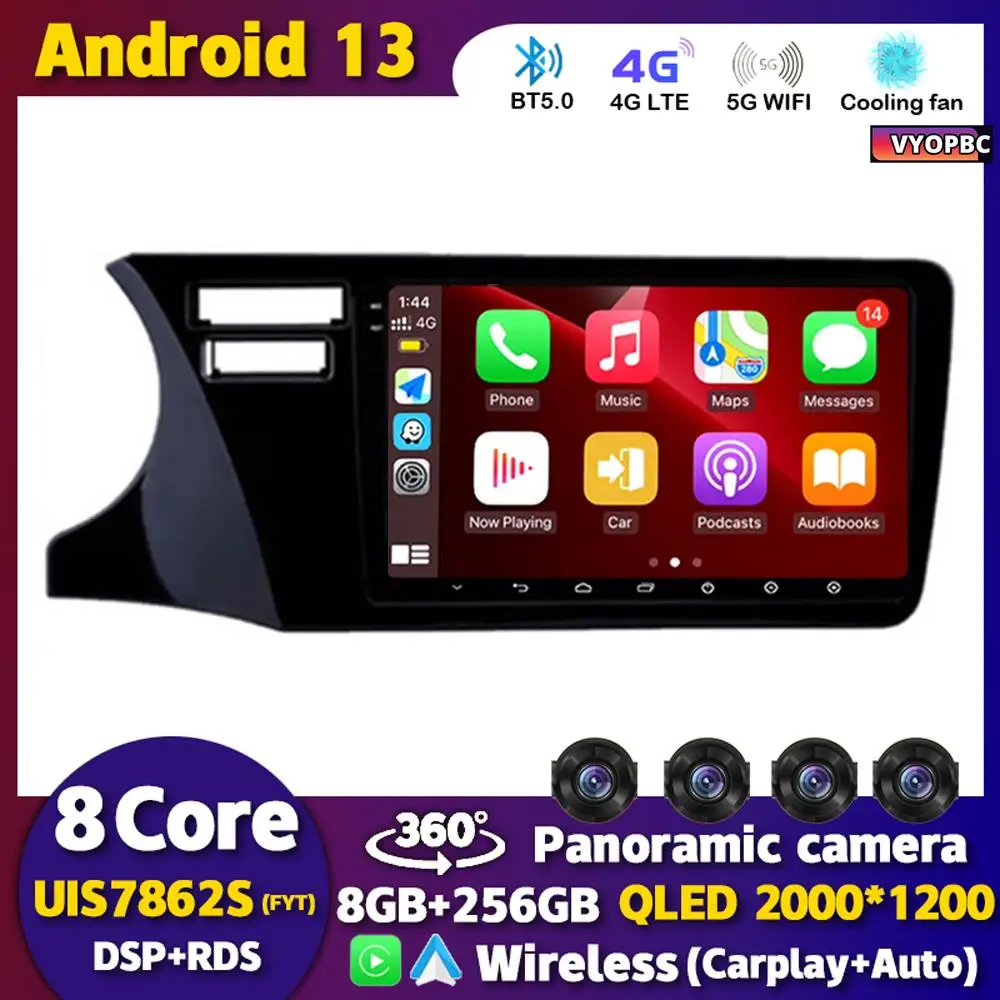 

Android 13 Carplay Auto For Fit Honda City 2014 2015 2016 2017 Multimedia Stereo Car Radio DVD Video Player Navi Head Unit Audio