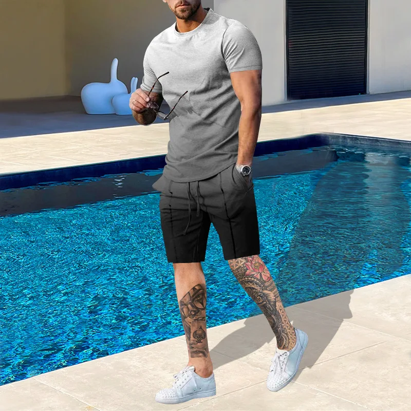 Summer Men's Tracksuit T-shirt Sets Sportswear Oversized Clothing 3D Printed T-shirt Shorts Suit Men's T-shirt Suit 2023
