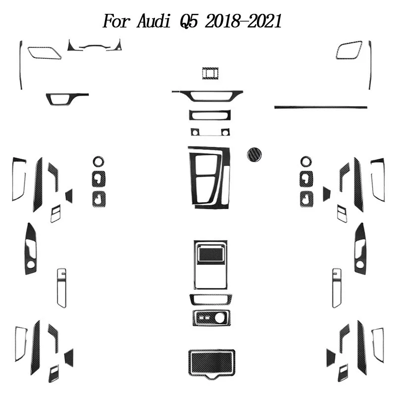 

For Audi Q5 2018-2021 Accessories Interior Carbon Fiber Door Handle Ornamental Frame Of Armrest Box Wait Stickers Decorative