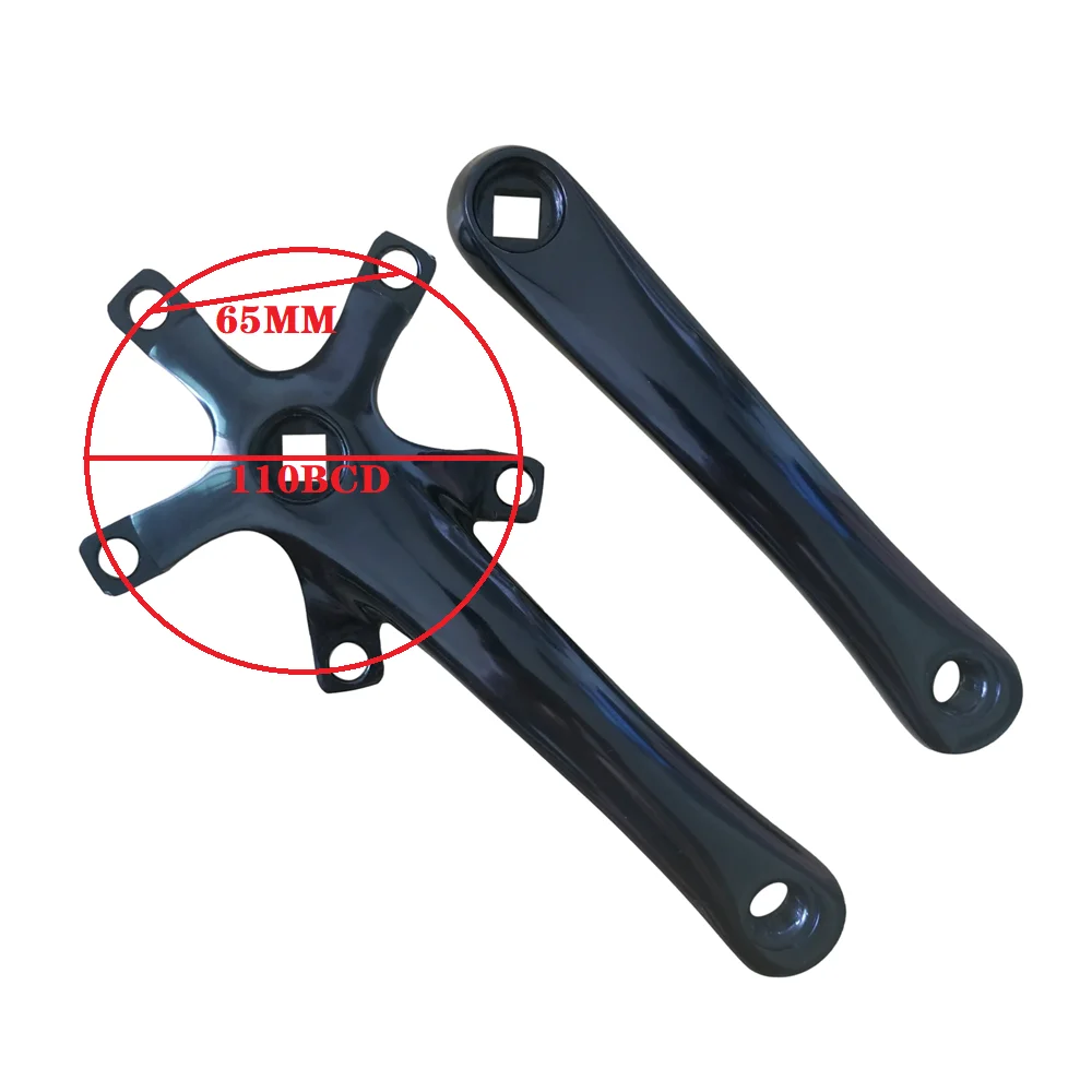 110BCD Road Bicycle Crank 5 Blots Square Hole Crankset Length 165MM Folding Bike Parts  MTB Crankarm Black