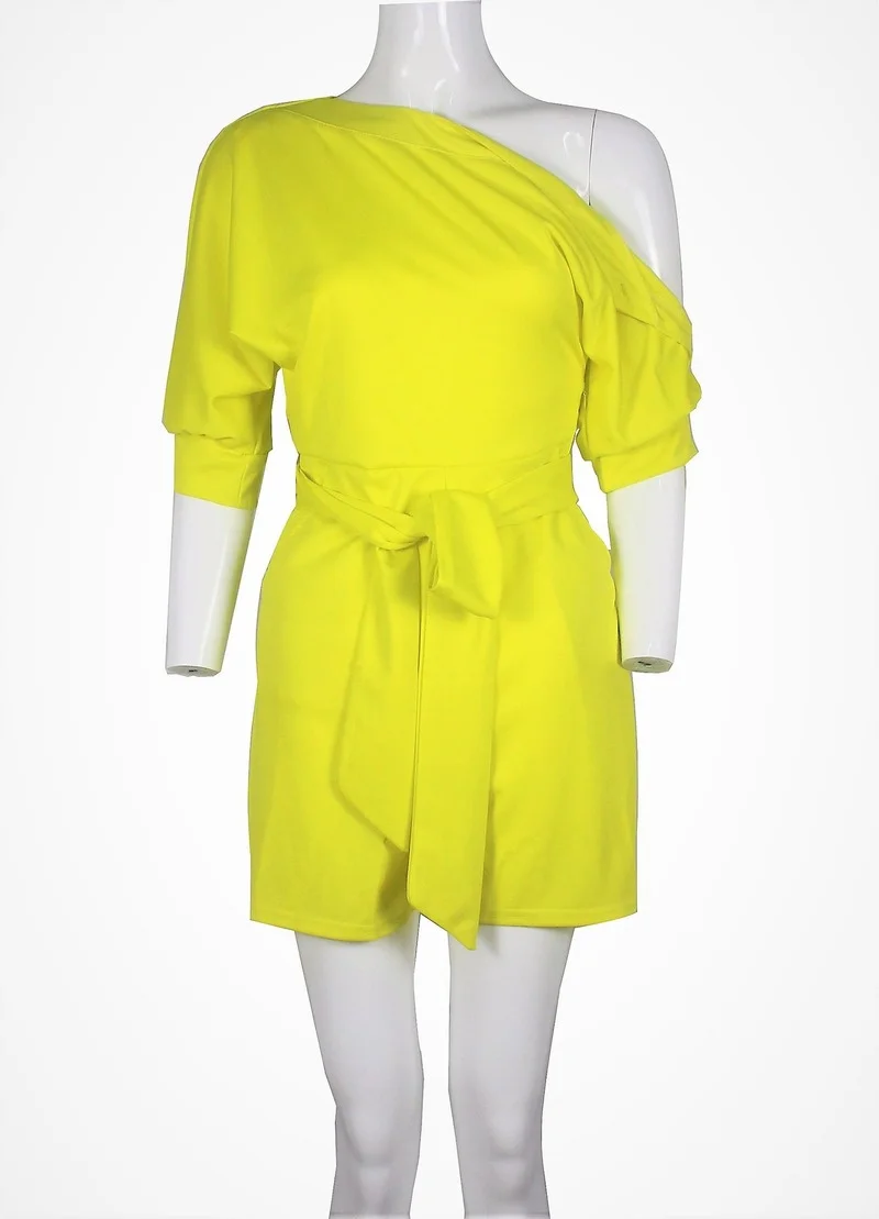 One Shoulder Buttons Jumpsuits with Belt Overalls for Women One Piece Outfit Summer Solid Color Casual Fashion Female Playsuits