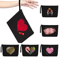hand cosmetic bag ladies new wallet fashion love printing series travel mobile phone storage cosmetics sundries storage bags