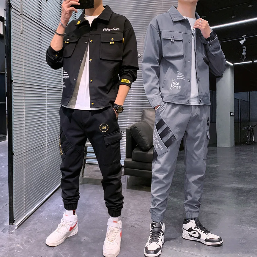 New Men Spring Autumn Casual Two Piece Set Jacket and Pants Set Mens Fashion Sweatsuit Korean Style Streetwear Sport Suit 2022