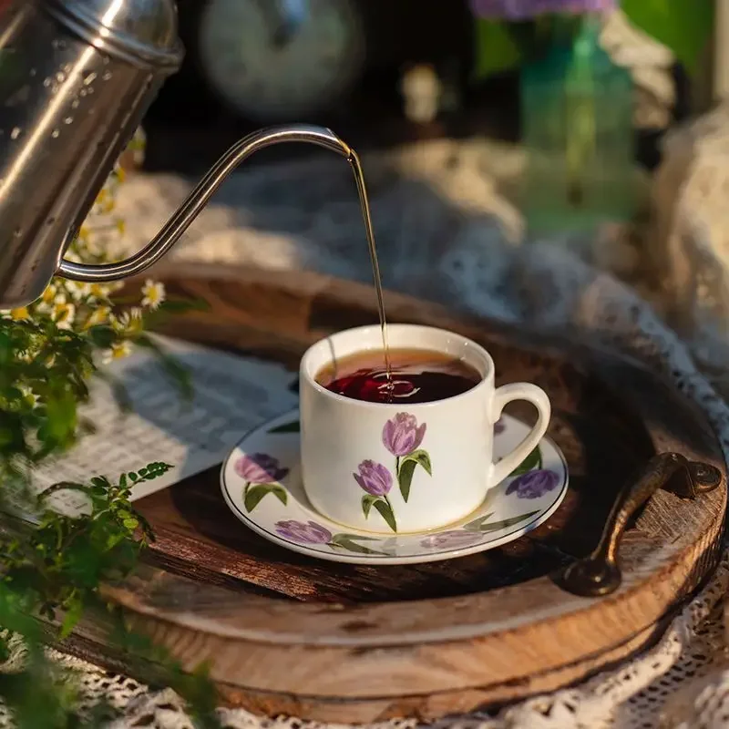 Кафе Taza Tulipán púrpura ваджель cerámica Vintage café para Sayuno platillo почта элегантный juego ta