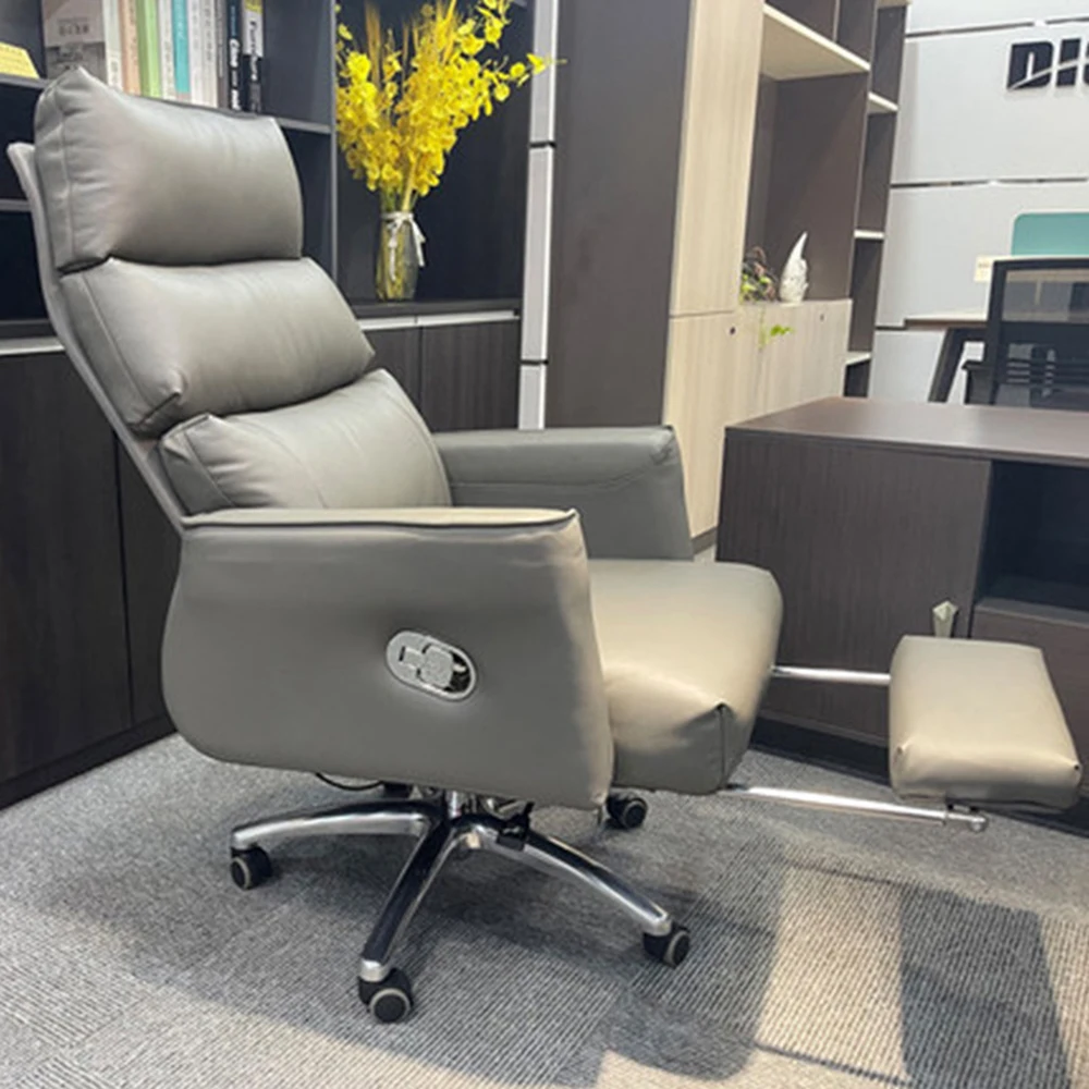 

Simple Leather Seat Office Swivel Chair With Comfortable Sponge Bag Cushion Spine Support Does Not Deform
