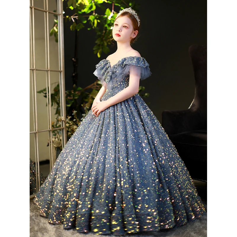 

Teen Girl Clothing Luxury Elegant Sequins Toddler Baby Princess Maxi Dress Birthday Dress 10 Year Old Girl Ceremony Dress Party