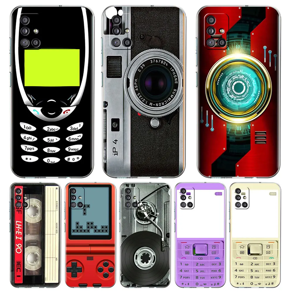 

Clear Case For Samsung Galaxy A52 A12 A51 A32 A21s A71 A32 A22 50 A70 A31 A72 5G Phone Cover Vintage Camera Cassette
