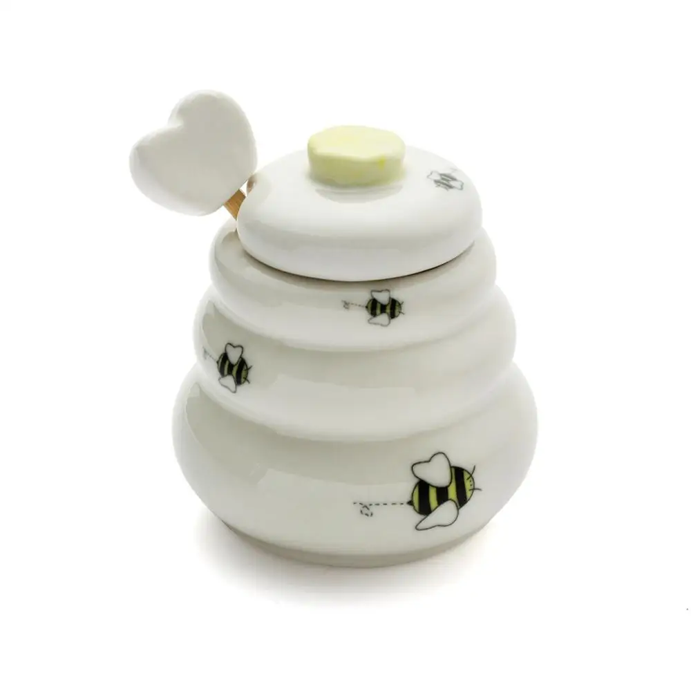 Фото Керамическая медовница X100 Delicate Honey Pot с ложками для меда, подарки для гостей на день рождения, свадьбу, вечеринку, красивая упаковка №3