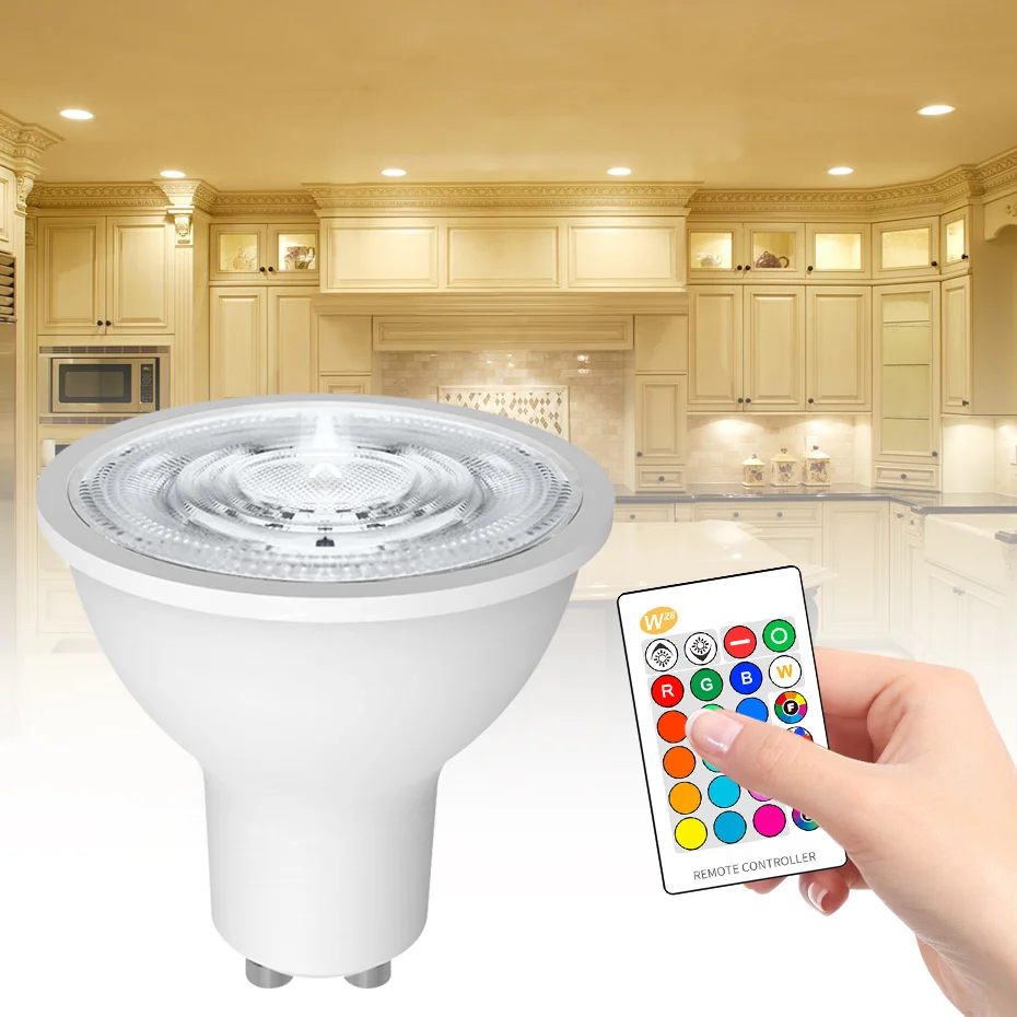 

RGB GU10 Led 8W Прожектор Лампа для дома 110V 220V Пульт дистанционного управления 16 цветов Сменная светодиодная лампа с регулируемой яркостью Праздн...