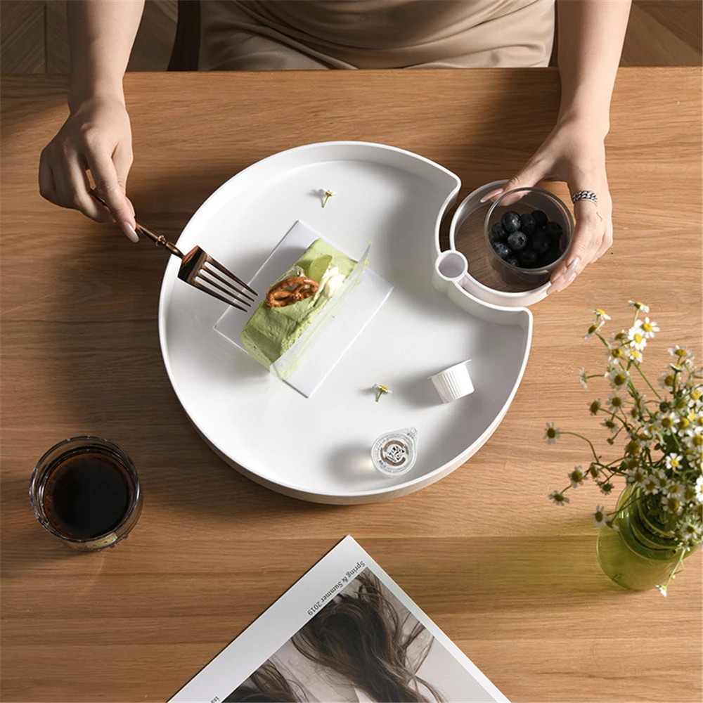 Круглый поднос с двойной тарелкой в скандинавском стиле украшение для дома