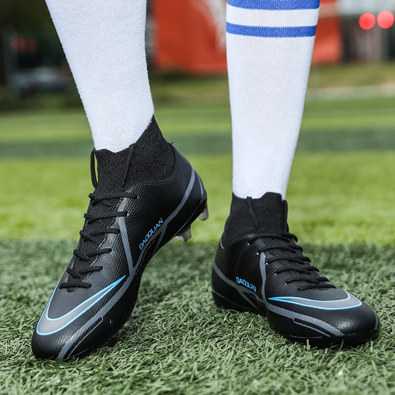 Big Size Soccer Shoes for men Outdoor TF/FG High Ankle Ultra Light Football Boots Kids Cleats Training Sport Sneakers 32-48#