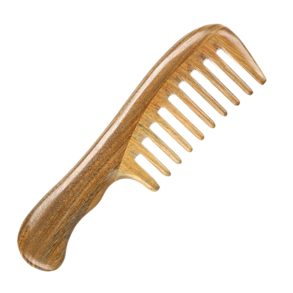 

Comb Hair Wooden Sandalwood Tooth Static Anti Head Wood Handmade Coarse Wide Portable Womens Natural Travel Styling Green Curly