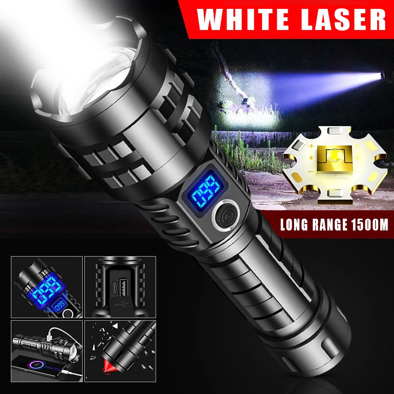 P70/30W LED Powerful Flashlight Telescopic Zoom Torch Emergency Lighting USB Rechargeable 4500mAh Battery Waterproof Lanterna
