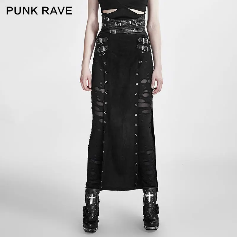 PUNK RAVE Women Punk Style Sexy Skirt Vintage Rock Copslay Stage Performance Skirt Personality Hip Hop Streetwear Skirts
