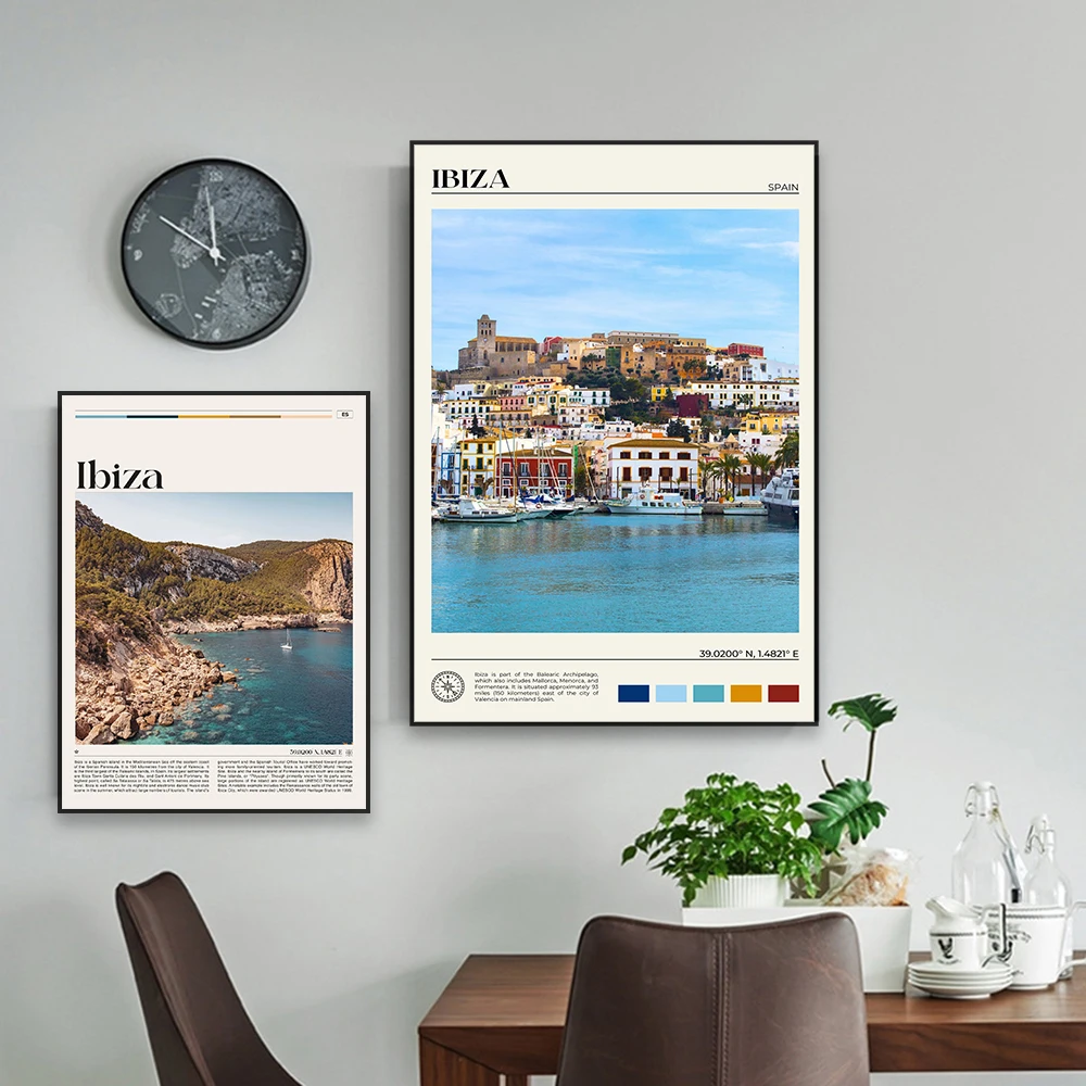 Настенный винтажный постер Ibiza для путешествий пейзаж Испании красочный принт