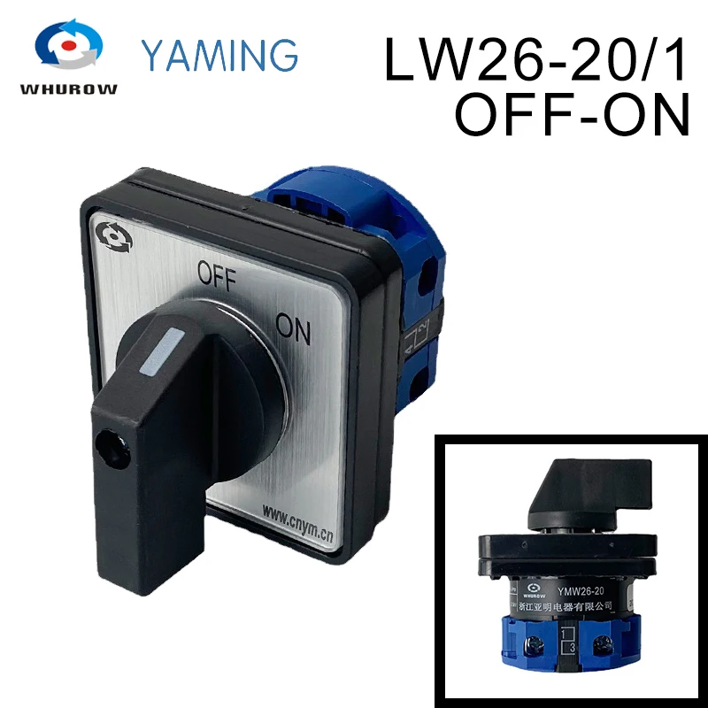 LW26-20/1 LW28 YMW26 ON/OFF 2 Position 2 Poles 4 Terminals Silver Contact CA-10 440V Ui 690V 20A Rotary Cam Switch