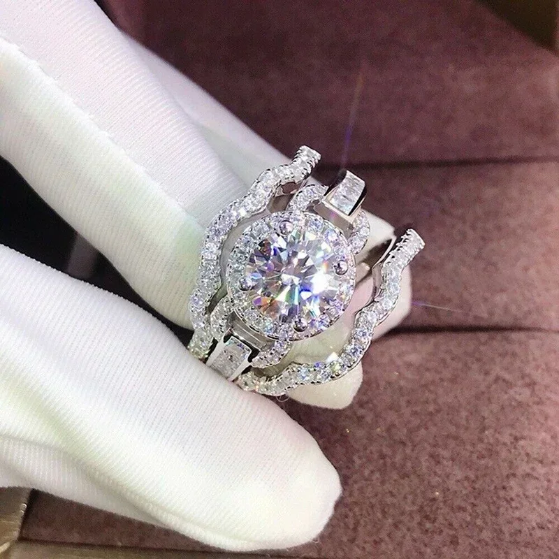 Новый модный комплект из 3 предметов серебряного цвета женские кольца