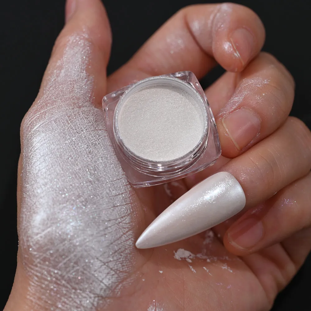 Лунный свет жемчужно-белый блеск для ногтей натирание порошками Аврора
