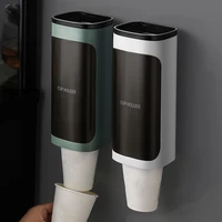 household wall mounted automatically drop disposable cup holders punch free paper cups dust proof drinking fountain racks
