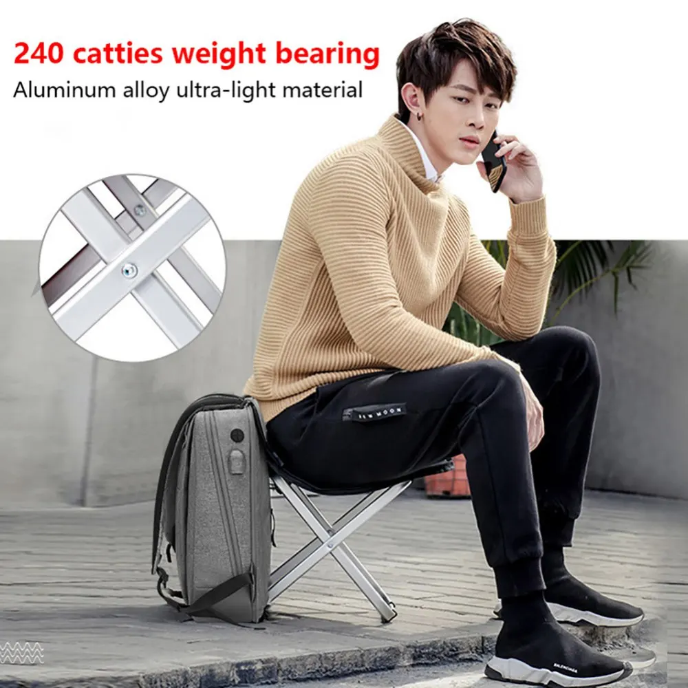 2 in 1 Travel Backpack Foldable Hiking Chair Portable Backpack Chair with Fabric Bag Soft Sided Cooler Chair for Camping