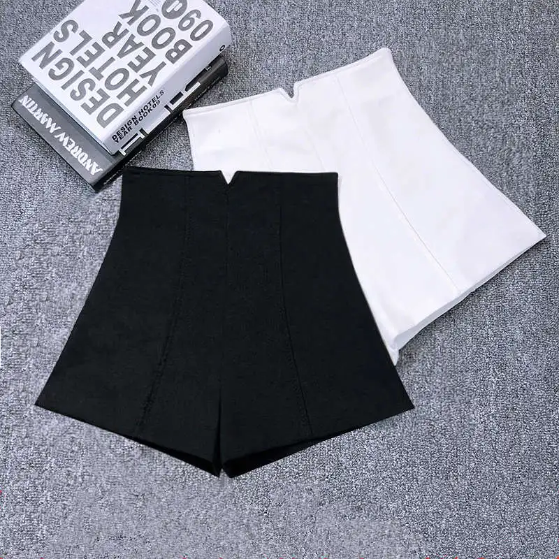 White Black Suit Shorts Women New Mini Short Femme High Waist Hotpants Elegant Wide Leg Summer Pantalones Cortos Ropa Mujer