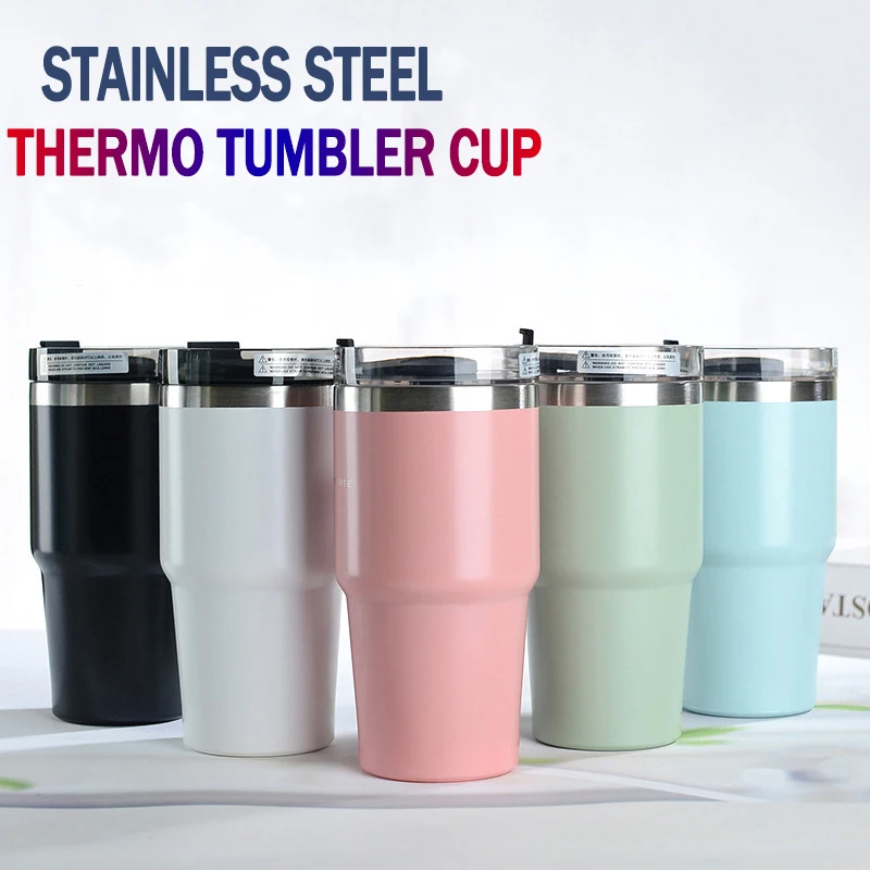 

Stainless Steel Tumbler Beer WaterBottle Thermal Coffee Mug Leakproof with Lids Vacuum Insulated Cold Travel Gourd Drinking 30oz