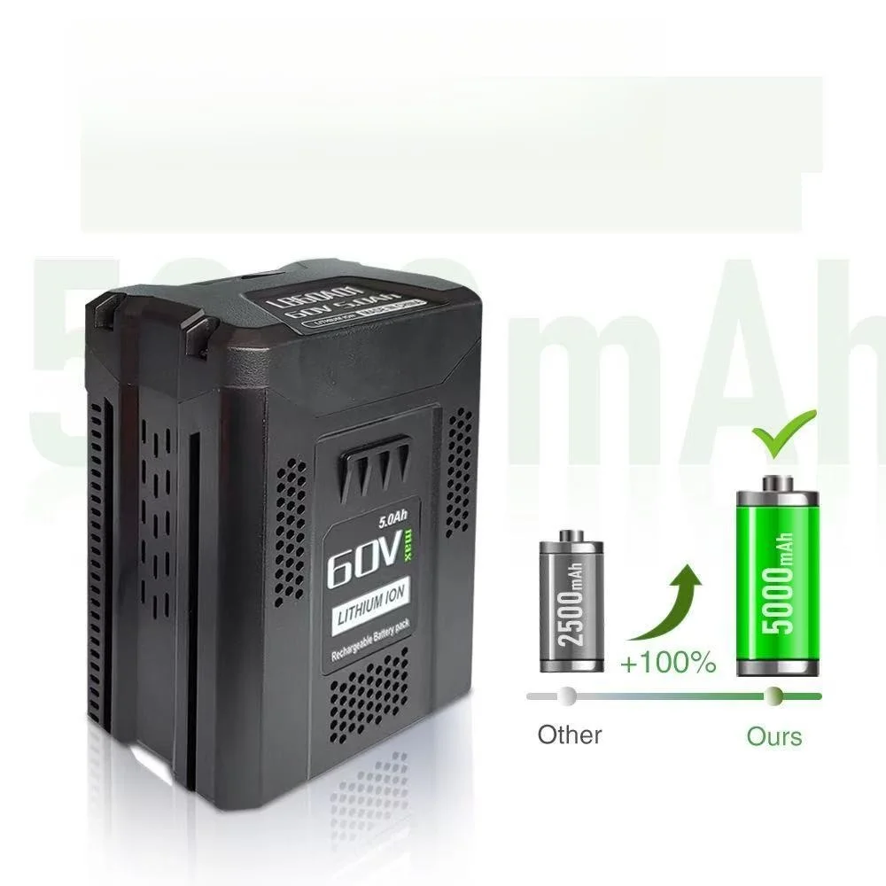 Фото Сменный аккумулятор 6000 мАч, 60 В для Greenworks GBA80300 GBA0200, литий-ионный аккумулятор большой емкости, совместимый с бензопилой/триммером №3