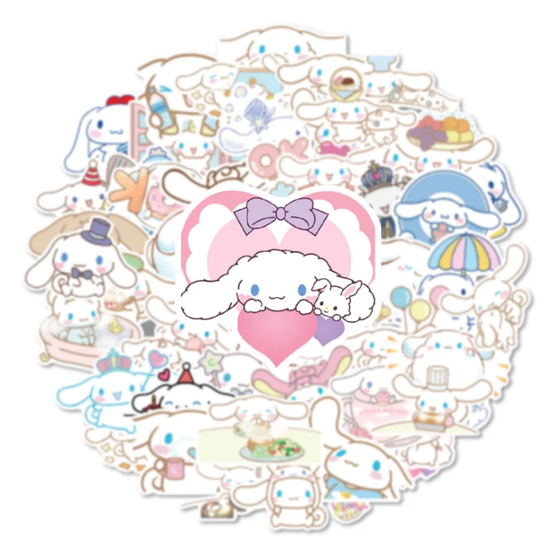 

50pcs Cinnamoroll Graffiti Sticker Kawaii Decals Kids Toy Sanrio Skateboard Laptop Phone Luggage DIY Cartoon Waterproof Stickers
