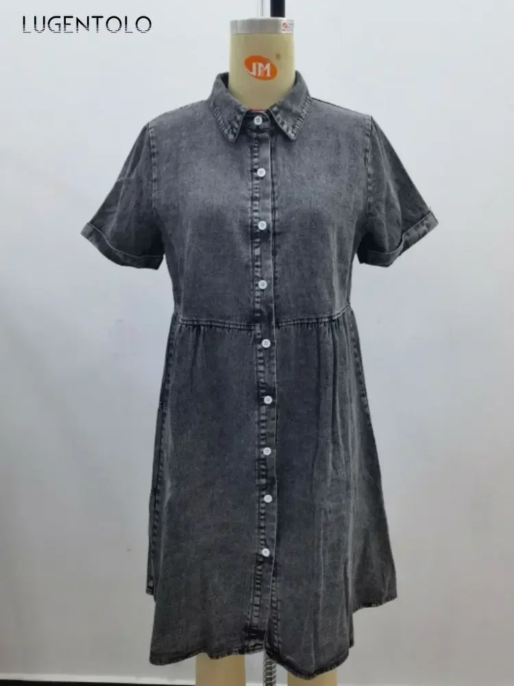 Джинсовое платье для женщин Повседневная Уличная однобортная Милая миди-юбка с