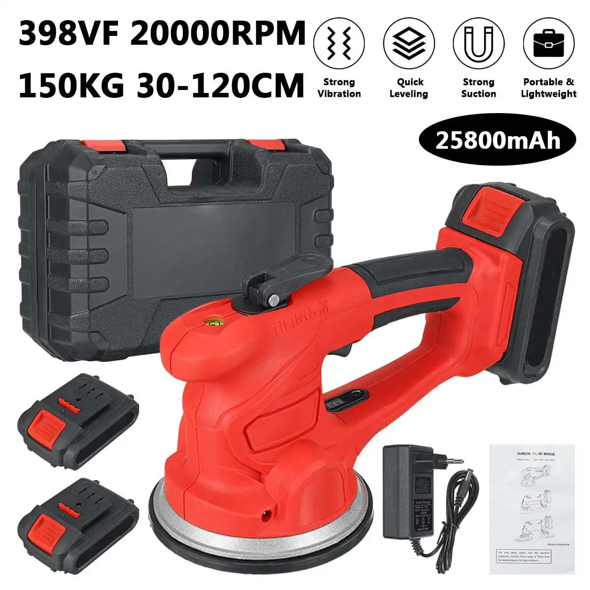 6 Gears Tiles Tiling Machine Electric Tile Vibrator Suction Cup Adjustable Automatic Floor Vibrator Laying Leveling Tool