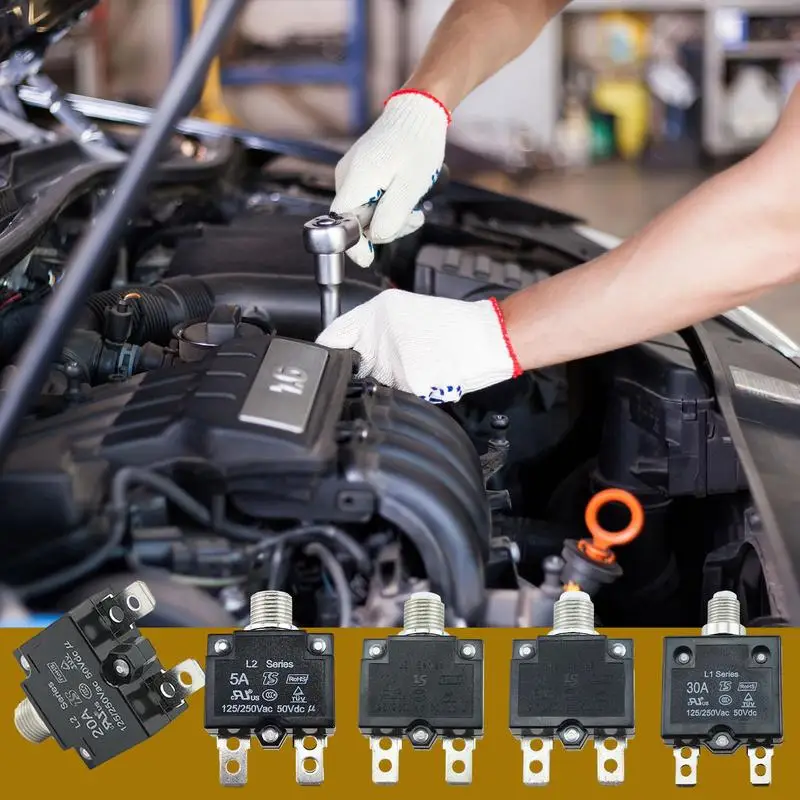 

Car Overload Circuit Breaker Push Button High Quality Auto Circuit Protector Manual Versatile Vehicle Over Current Safety Device