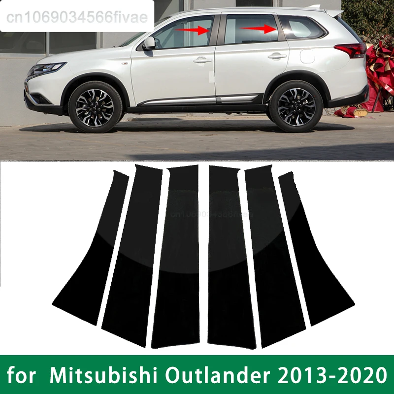 

New Arrival Hot 6PCS Polished Pillar Posts Fit Window Trim Cover BC Column Sticker For Mitsubishi Outlander 2013-2020