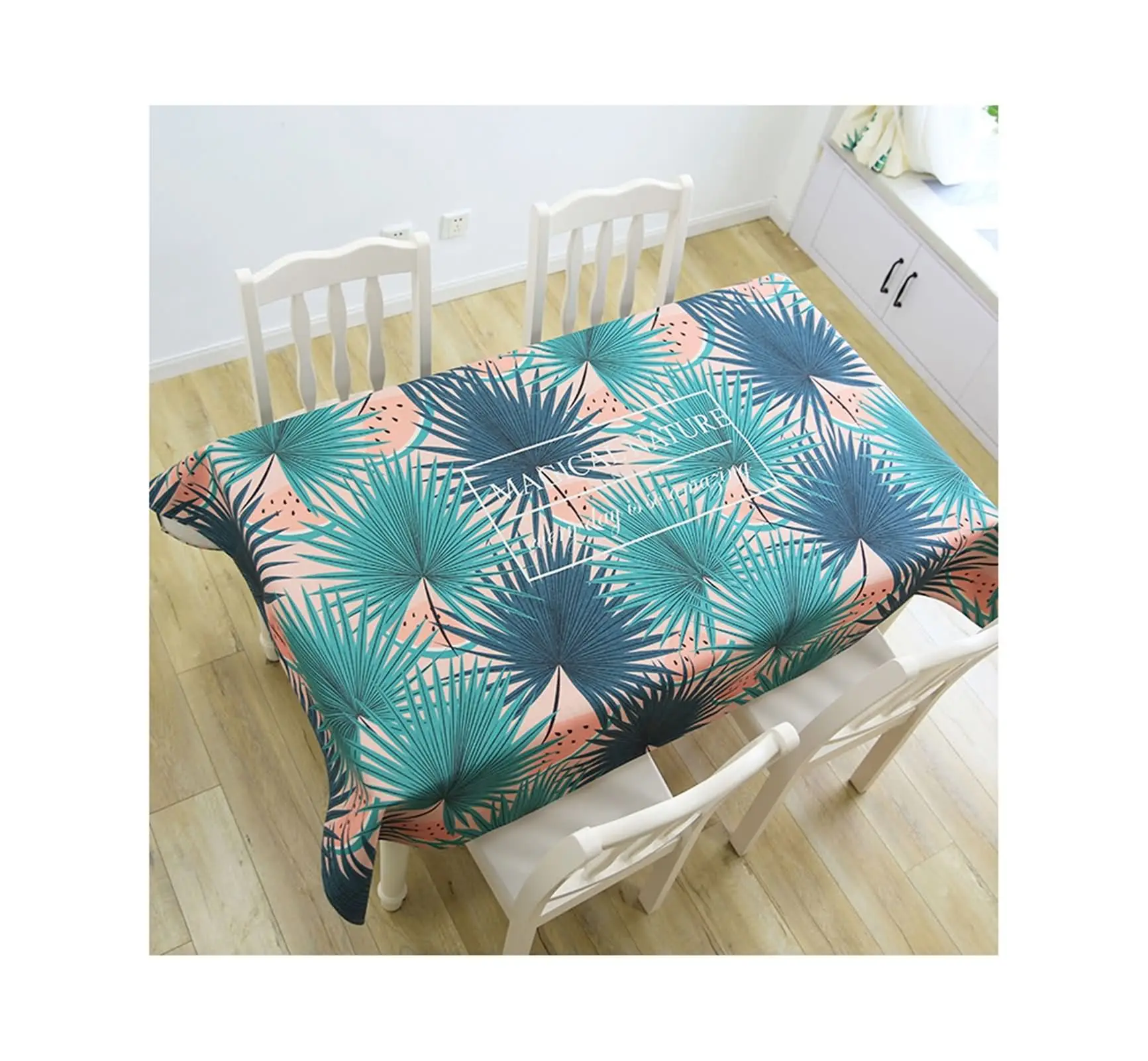 

Cotton Linen Tablecloths, Waterproof Table Covers Watermelon And Leaves Green Blue Pink Dining Table Coffee Table Deco