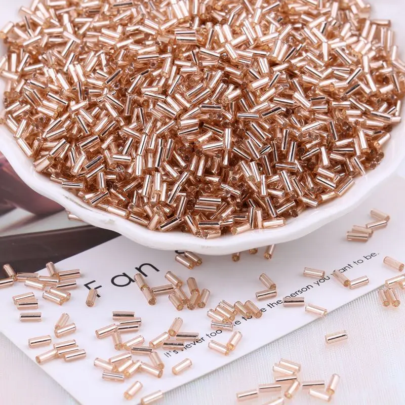 

DIY Jewelry Findings Silver Core Champagne Color Seed Tube Pony Spacers Ornament Accessories 2*5mm 2*7mm 2*9mm 2*13mm Beading