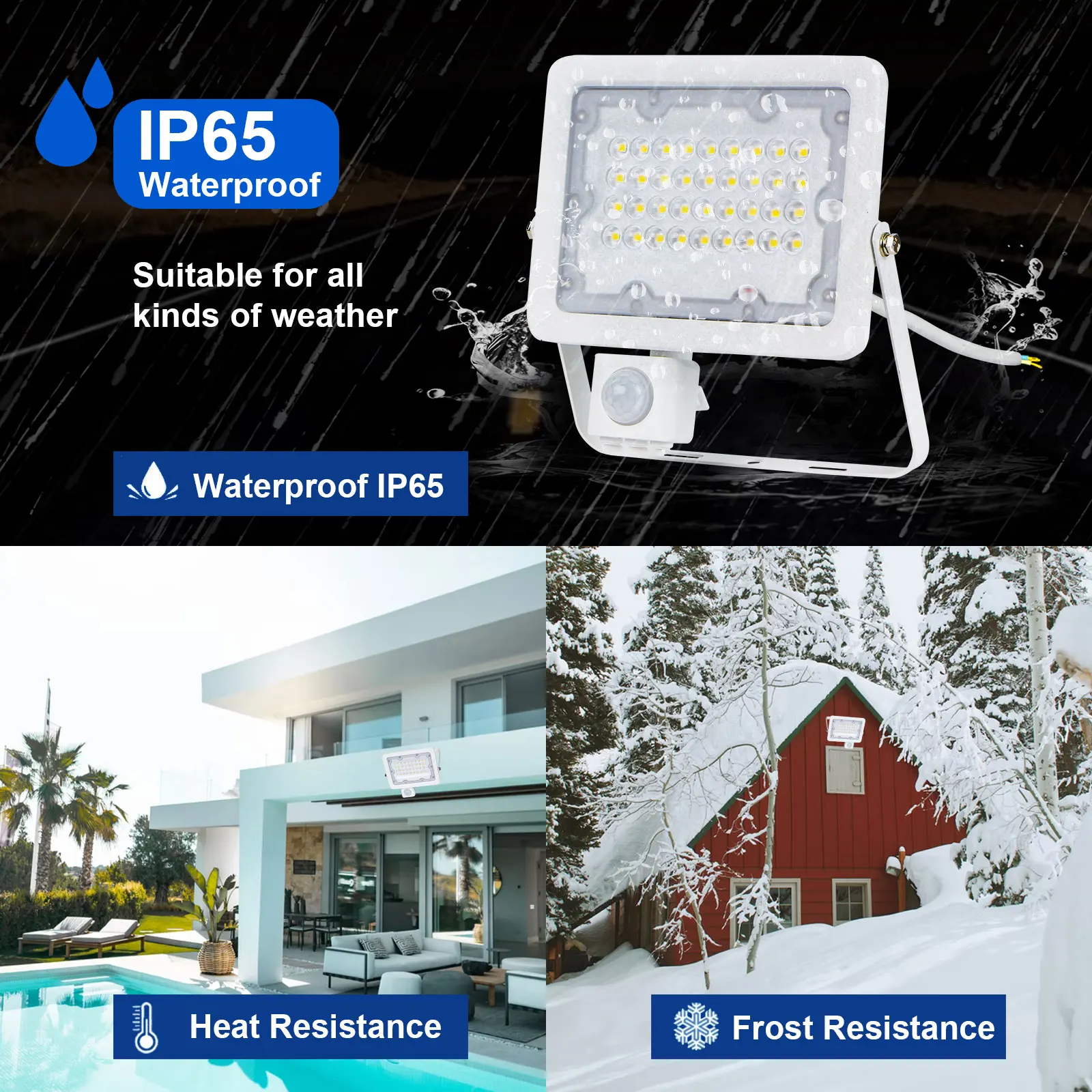 Pаспродажа Уличный светодиодный прожектор 20 Вт 30 Вт 50 Вт с датчиком движения, тонкий светодиодный светильник, белый отражатель 220 В, наружный светильни...