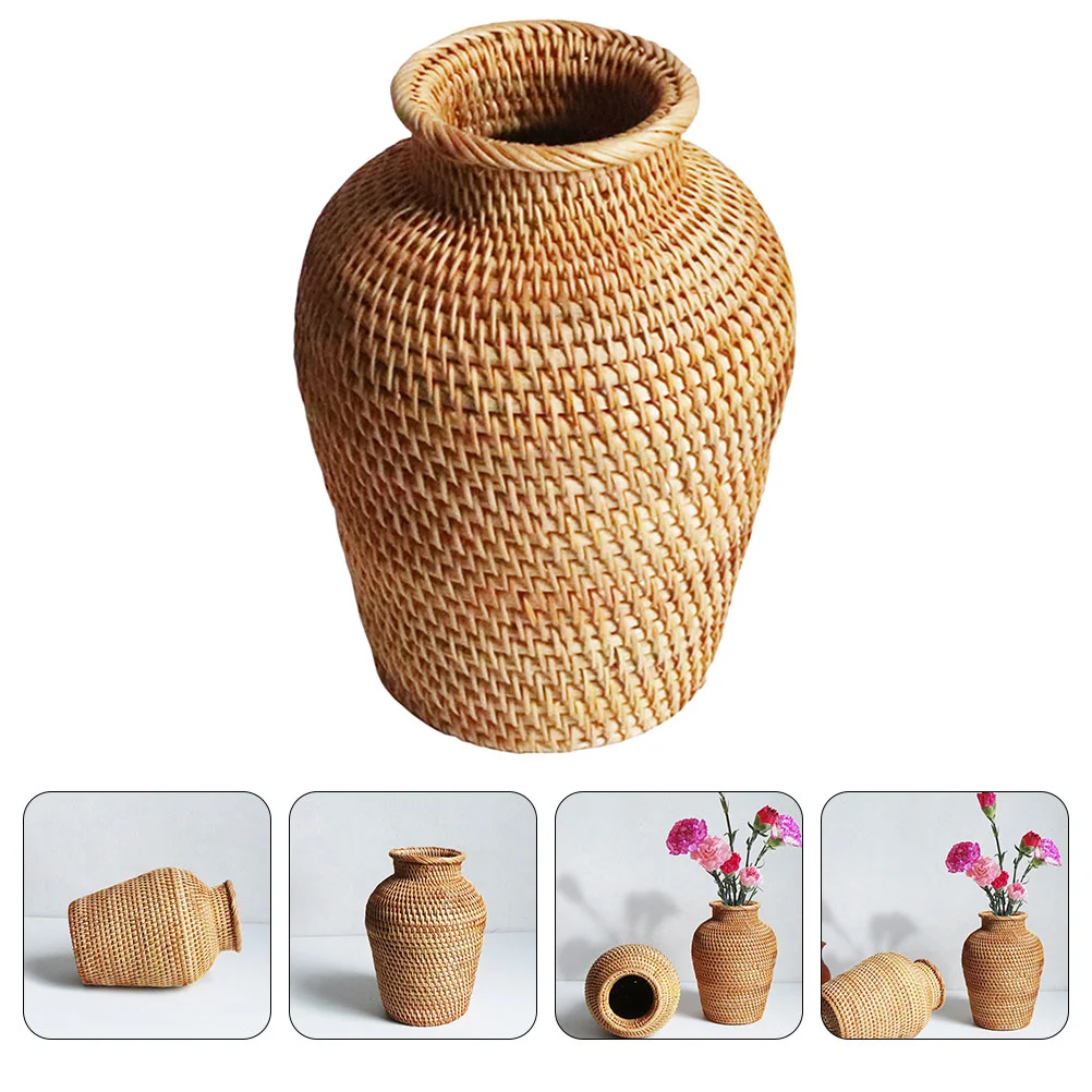 

Flower Vessel Wedding Vase Plants Decoration Rural Vases Centerpieces Table Rattan Desktop Artificial Bottle Flowers